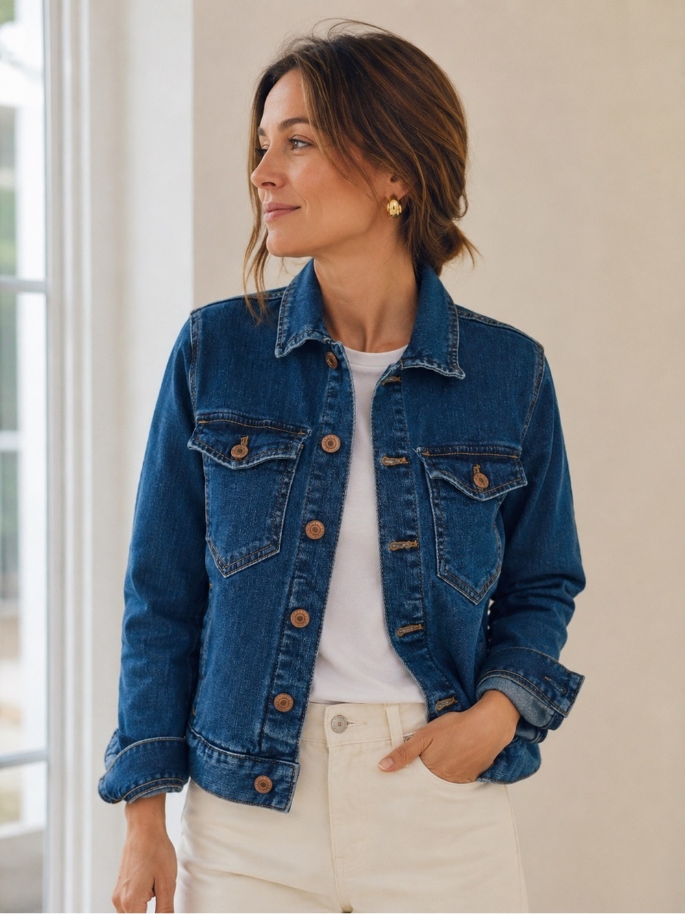 J Crew Mercantile Womens Jean Jacket XXS Blue Stretch Denim Classic Preppy Coat
